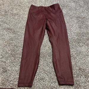 90 Degrees by Reflex Women's Medium Leggings Maroon Cropped